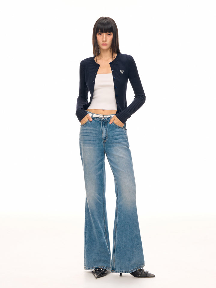 Slim Fit Ribbed Knit Cardigan