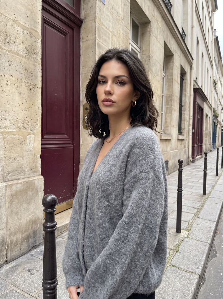 Cozy Fuzzy V Neck Cardigan Sweater