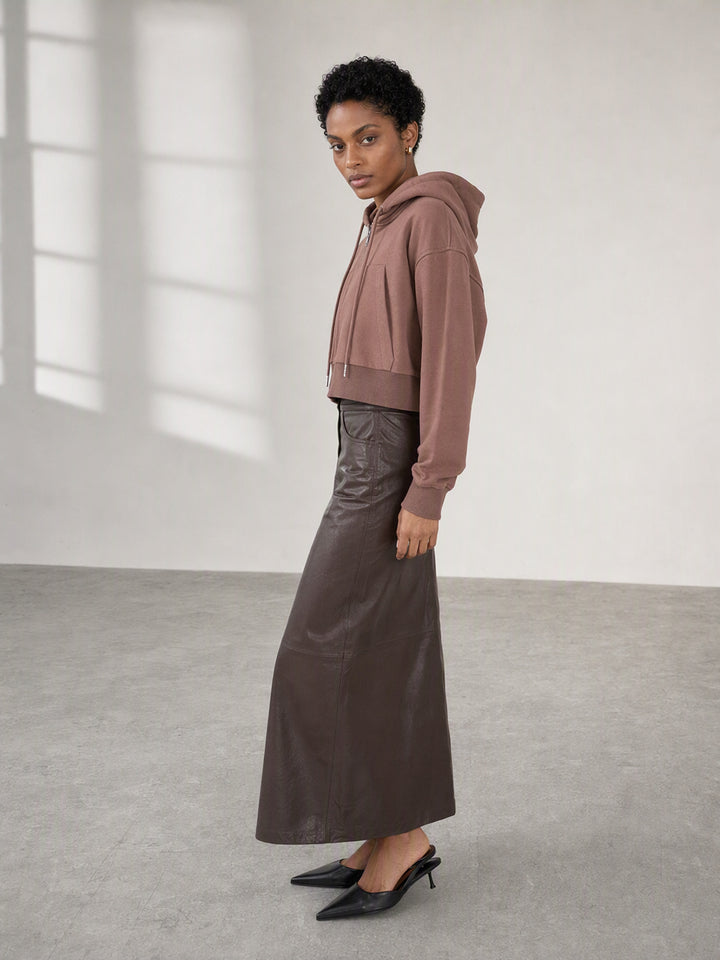 Cropped Full Zip Hooded Sweatshirt