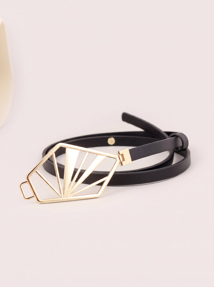 Elegant Gold Geometric Skinny Belt