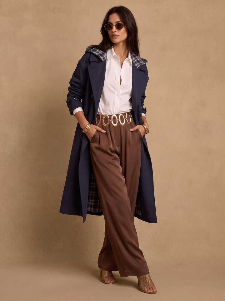 Oversized Plaid Lined Trench Coat