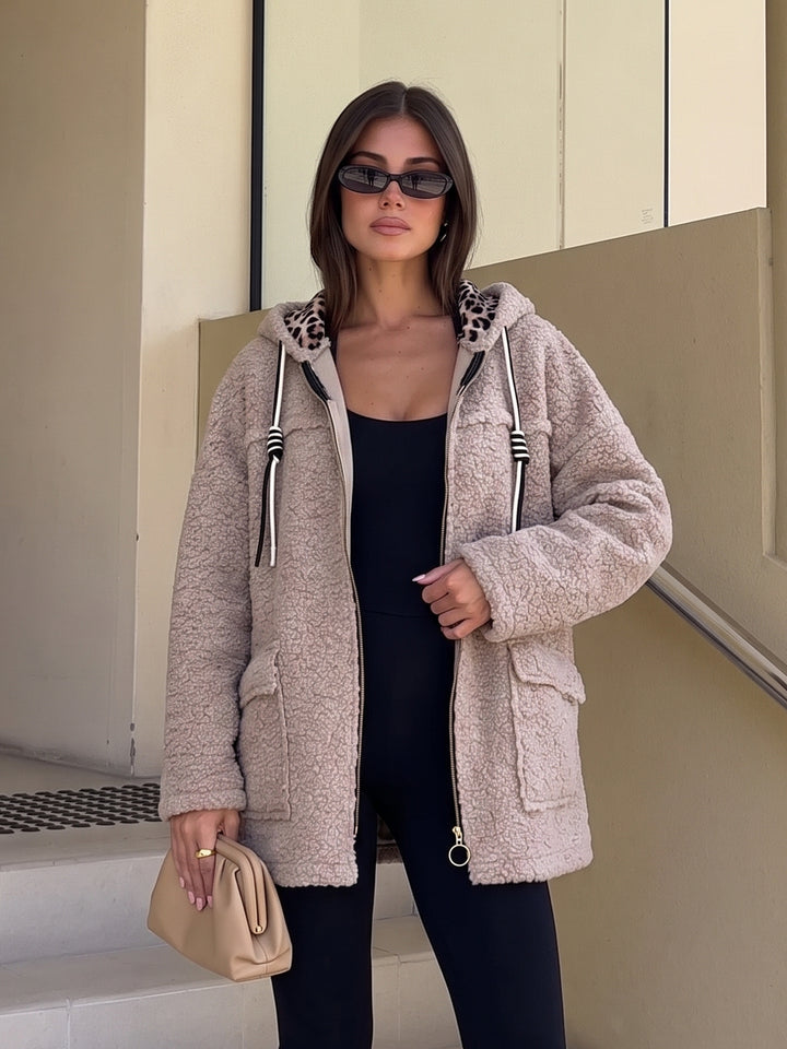 Cozy Leopard Lined Teddy Jacket