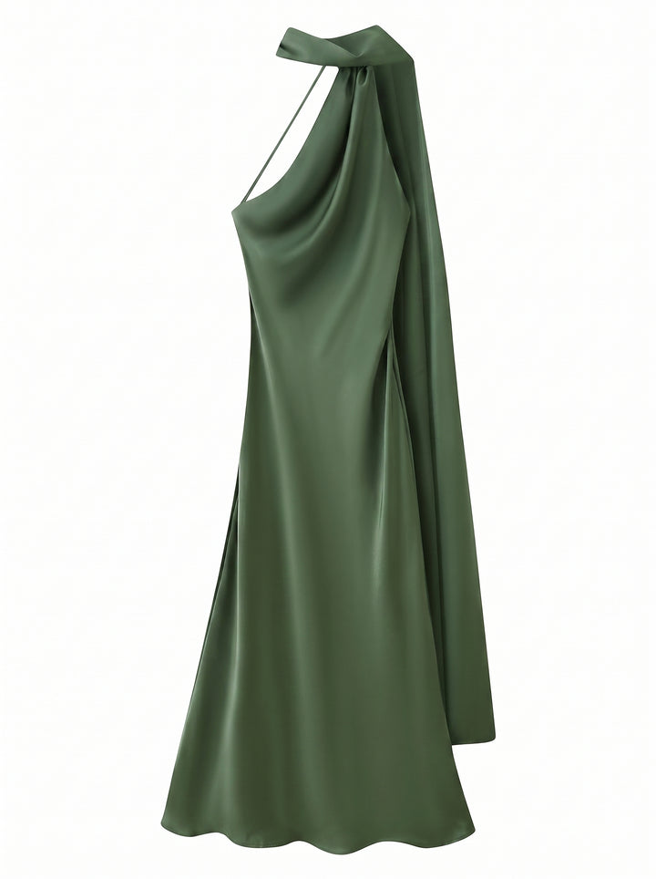 Satin Halter Neck Midi Dress
