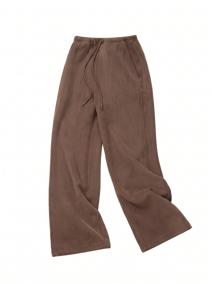 High Waisted Fleece Wide Leg Pants