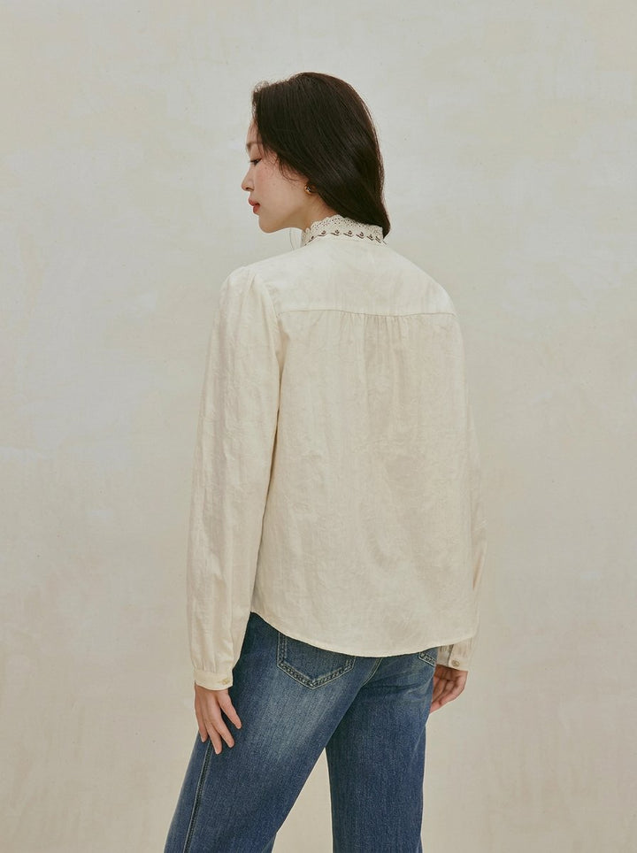 Embroidered Cotton Jacquard Button Down Shirt