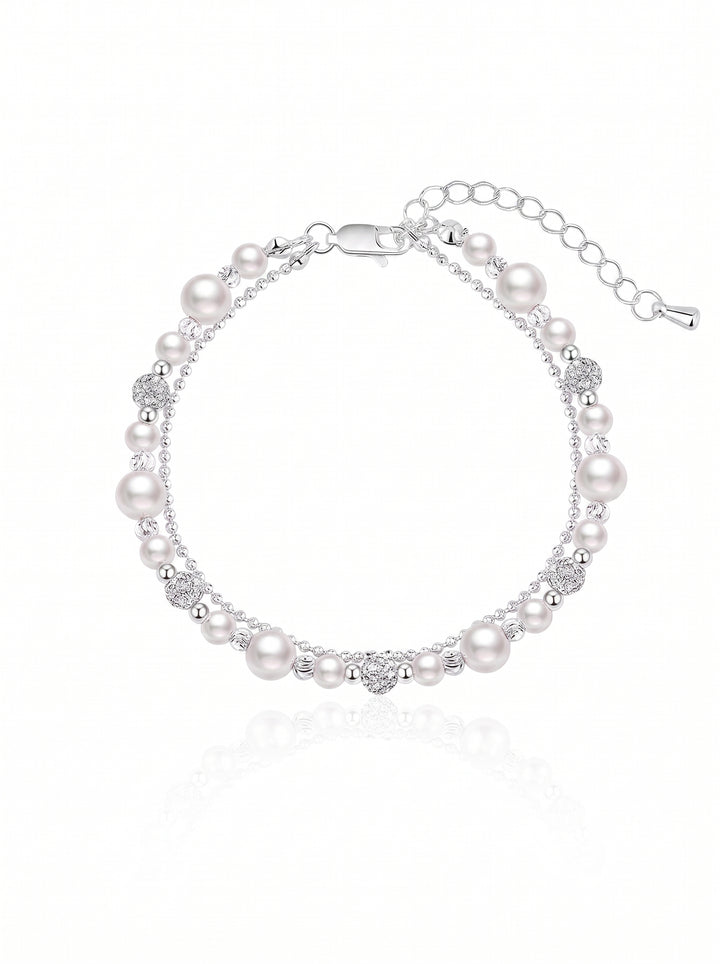 Elegant Layered Pearl Charm Bracelet