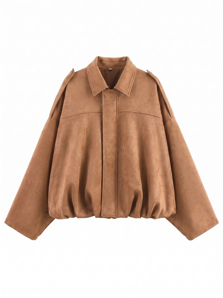 Oversized Suede Bubble Hem Jacket