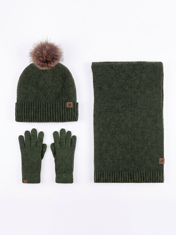 Cozy Warm Winter Hat Scarf 3‑Piece Set