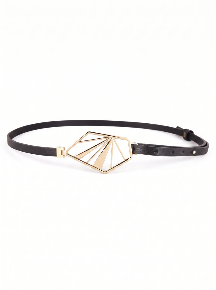 Elegant Gold Geometric Skinny Belt