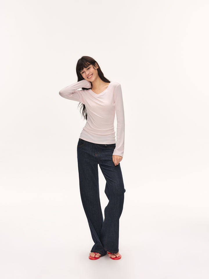 Stretchy Vintage Dark Wash Straight Jeans