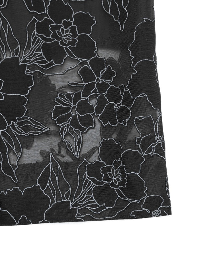 Lace-Hem High-Waisted Elegant Pants