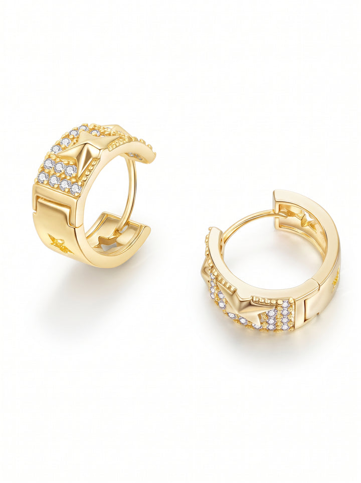 Sparkling Star Pave Huggie Hoop Earrings
