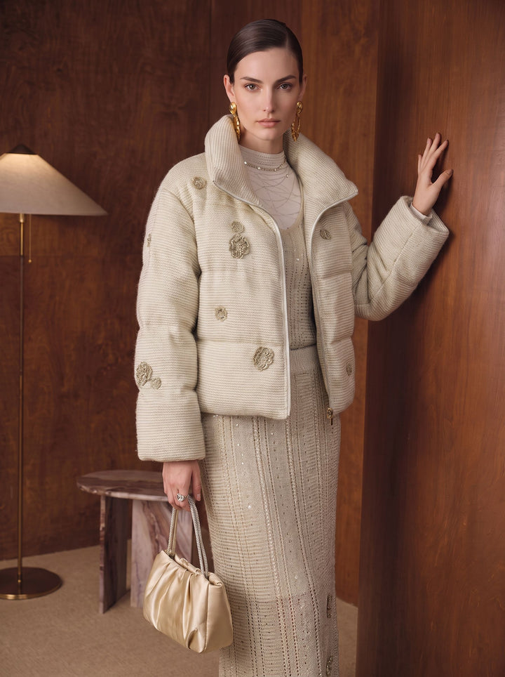 Embellished Knit Puffer Jacket