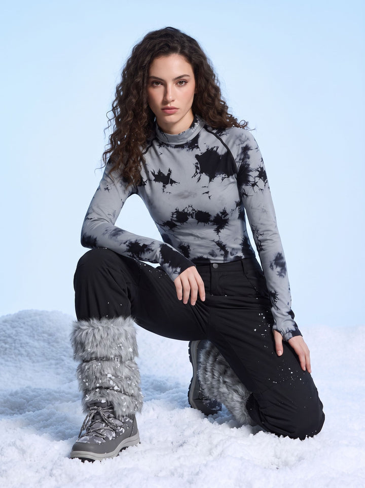 Seamless Tie Dye Mock Neck Top