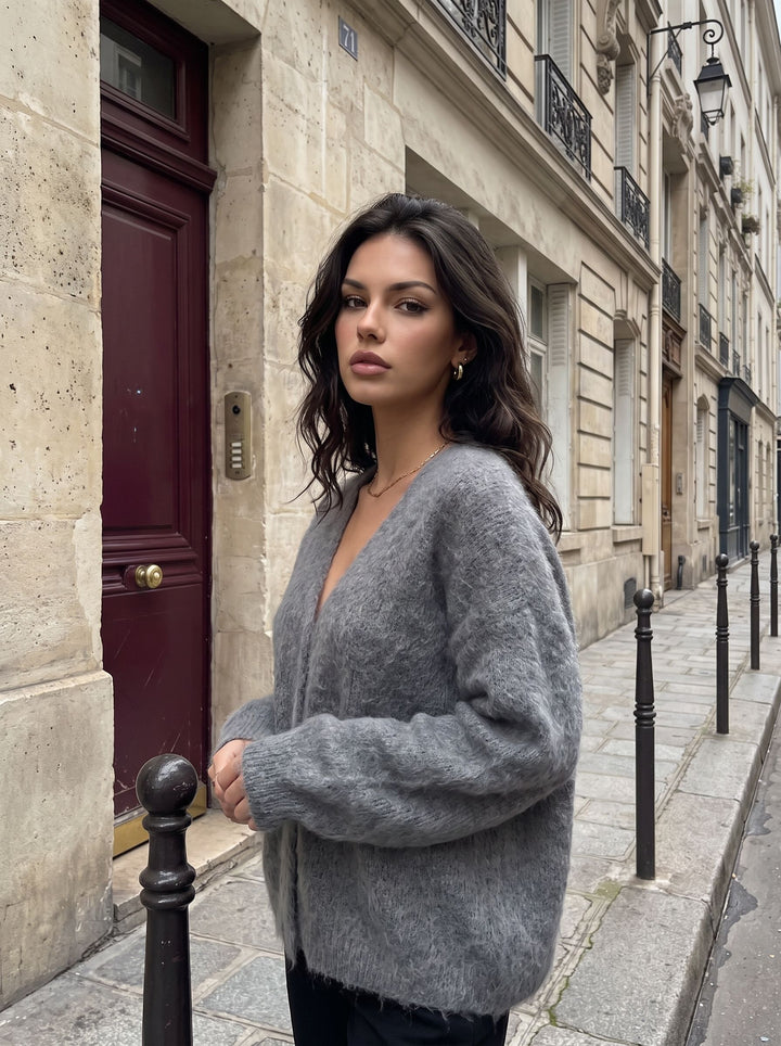 Cozy Fuzzy V Neck Cardigan Sweater