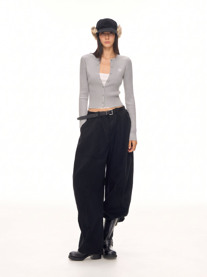Slim Fit Ribbed Knit Cardigan