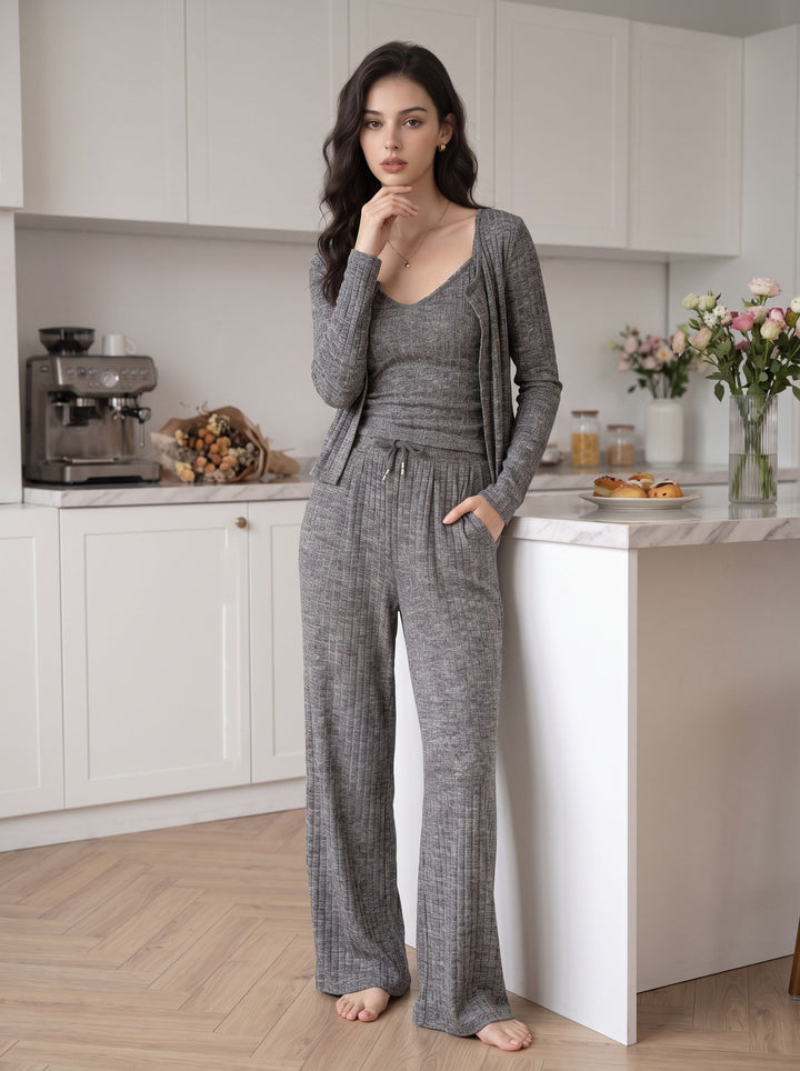 Soft Ribbed Three Piece Lounge Set