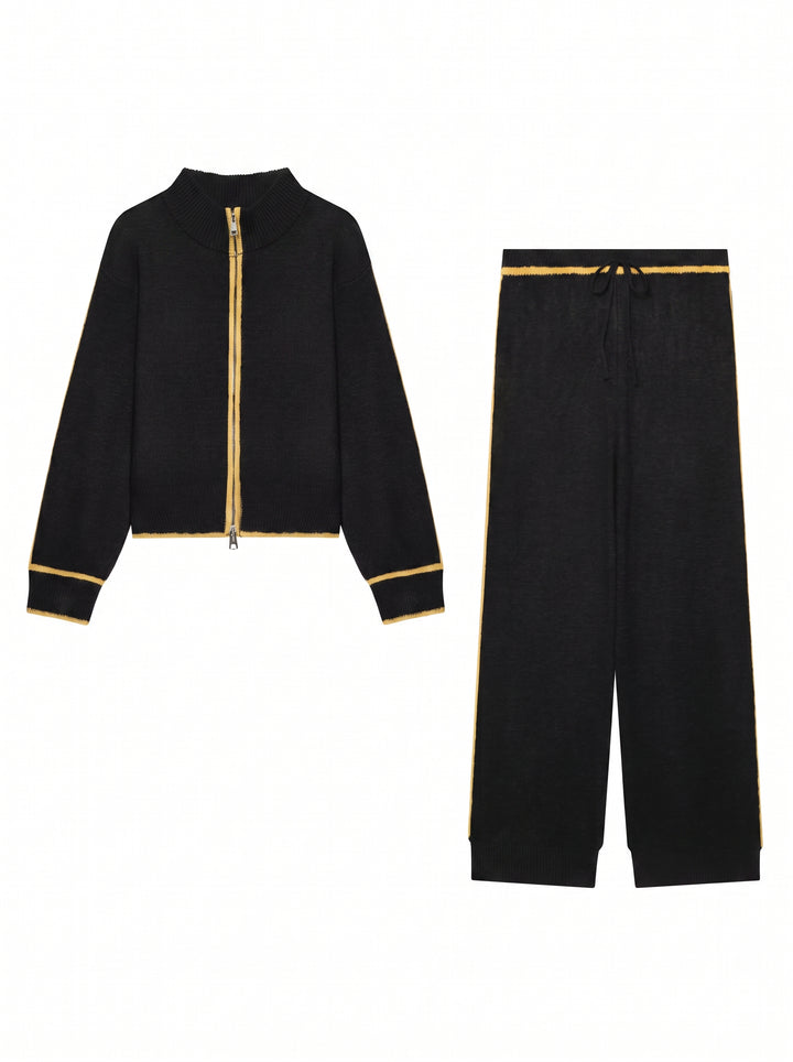 Cozy Zip Up Knit Pants Set