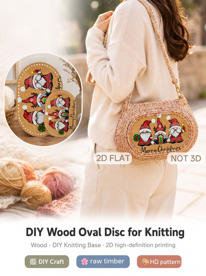 Merry Christmas Gnomes Wooden Basket Bottom