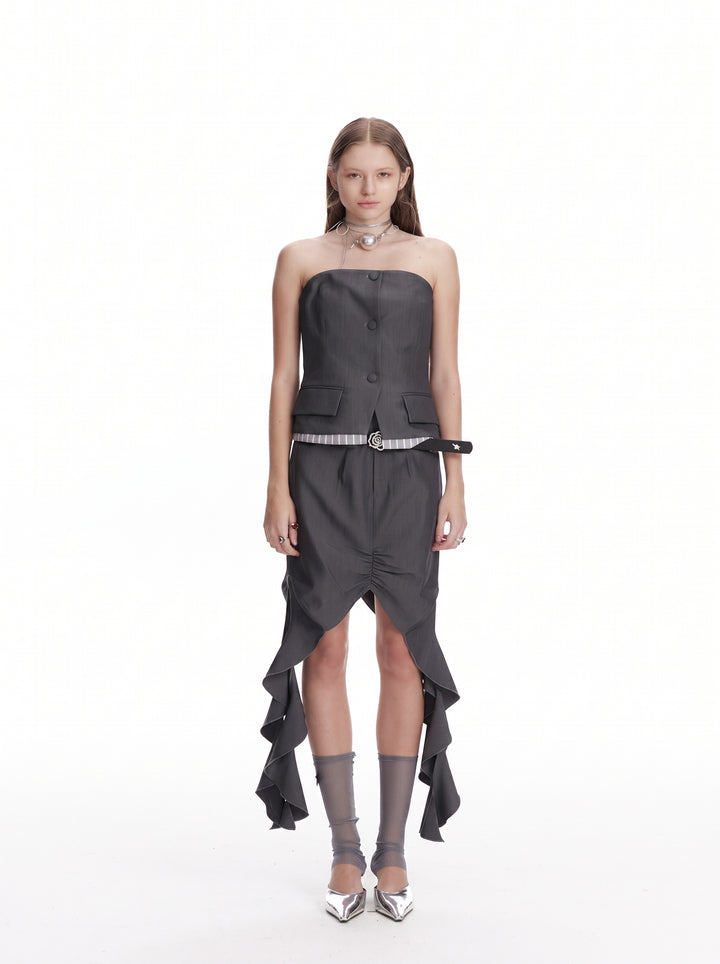 Avant Garde Ruffled Midi Skirt