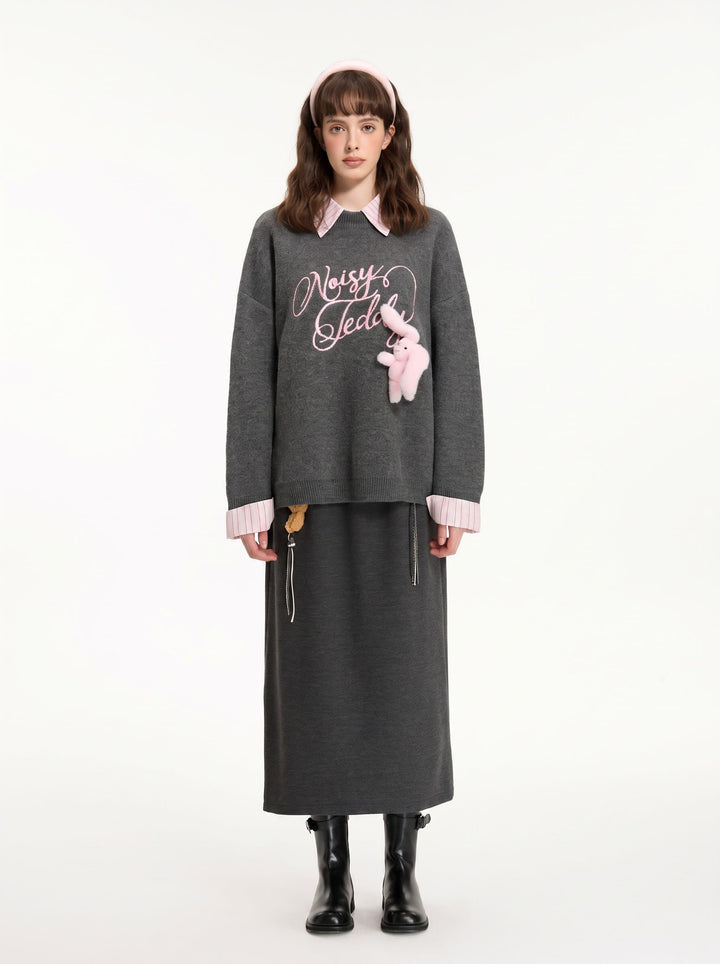 Cozy Layered Graphic Knit Sweater