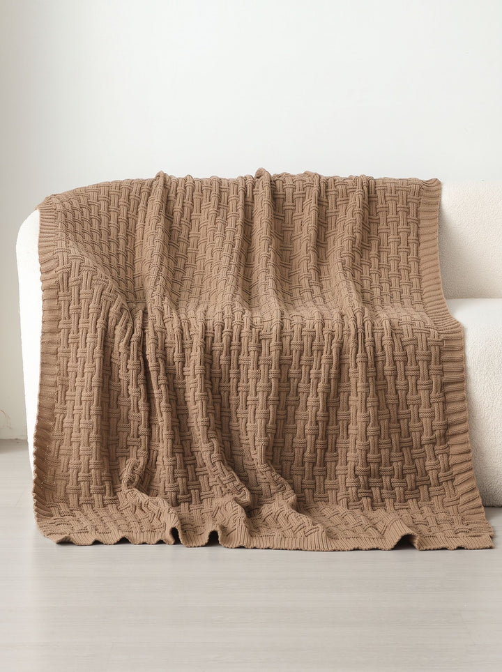 Soft Textured Pink Knit Throw Blanket