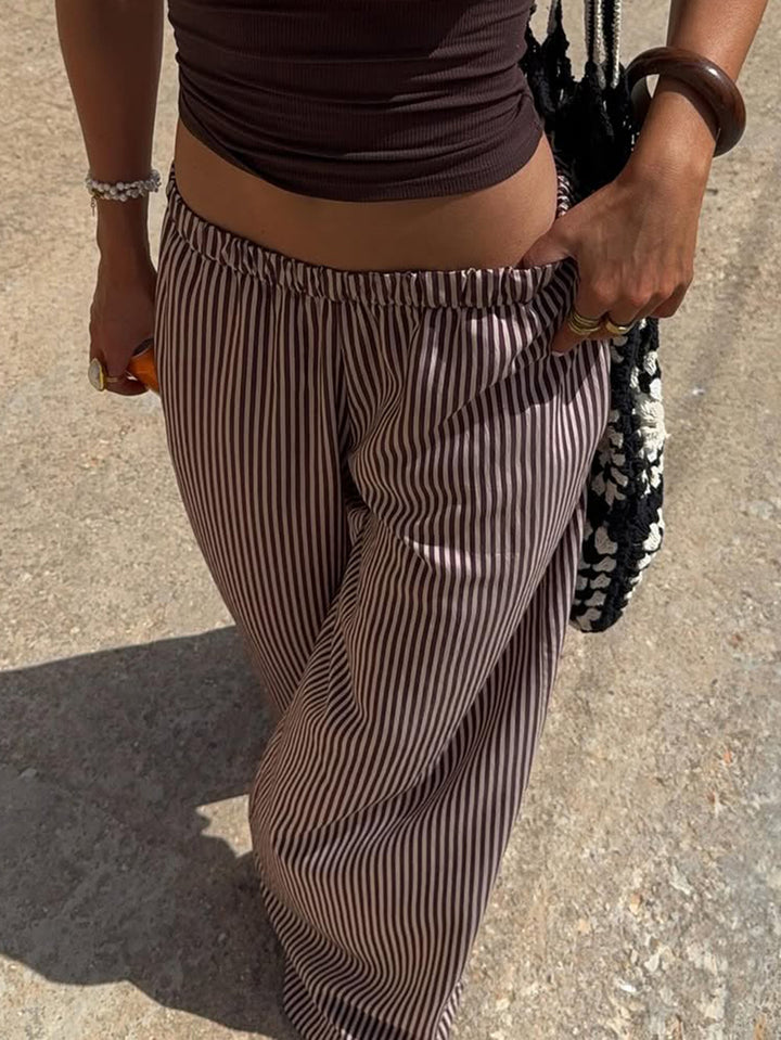High Waisted Striped Wide Leg Pants
