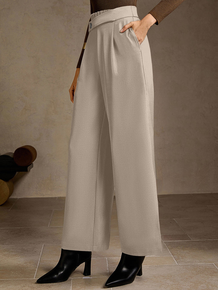 High Waisted Pleated Wide Leg Trousers