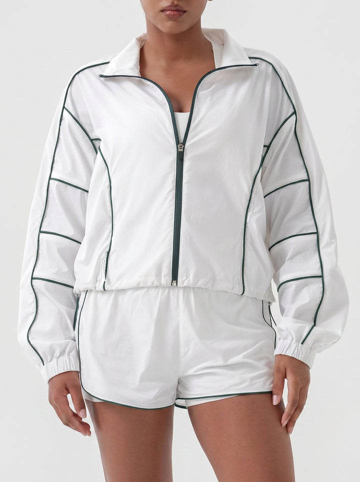 Lightweight Contrast Trim Athletic Jacket
