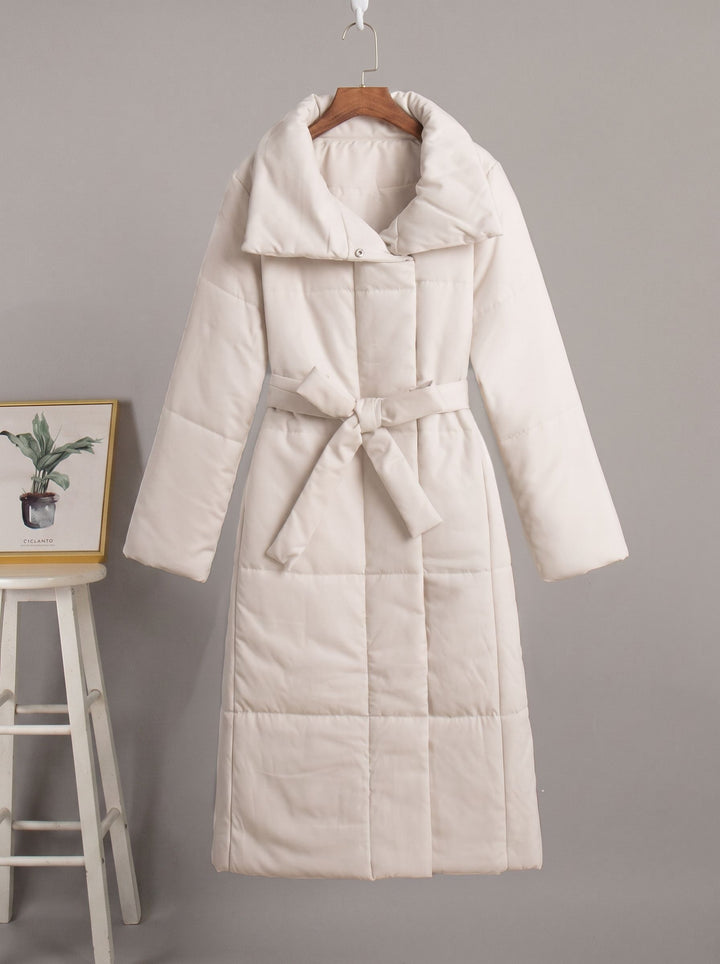 Elegant Belted Long Puffer Coat