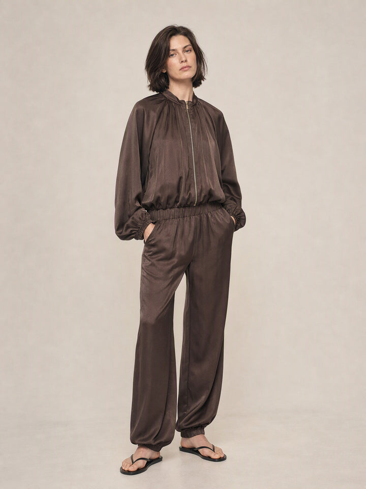 Satin Pleated Lantern Sleeve Pant Set