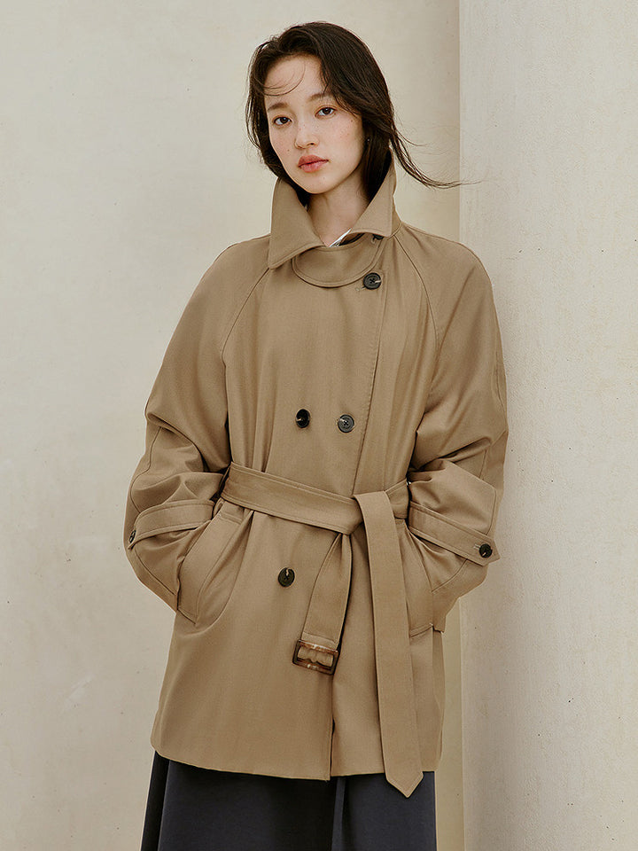 Oversized Belted Double Breasted Trench Coat