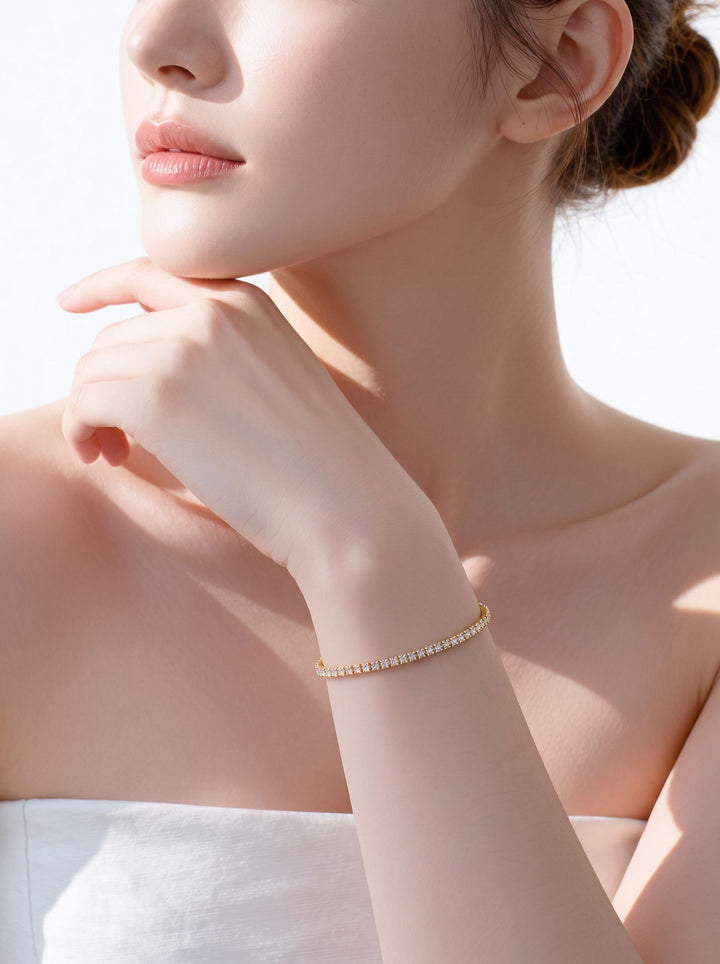 Dainty Gold Cubic Zirconia Tennis Bracelet