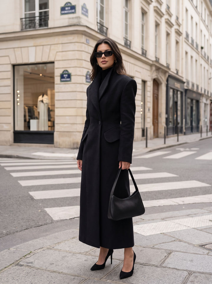 Elegant Slim Fit Long Wool Coat