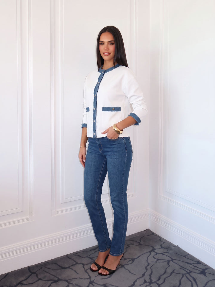 Contrast Trim Raw Edge Jacket