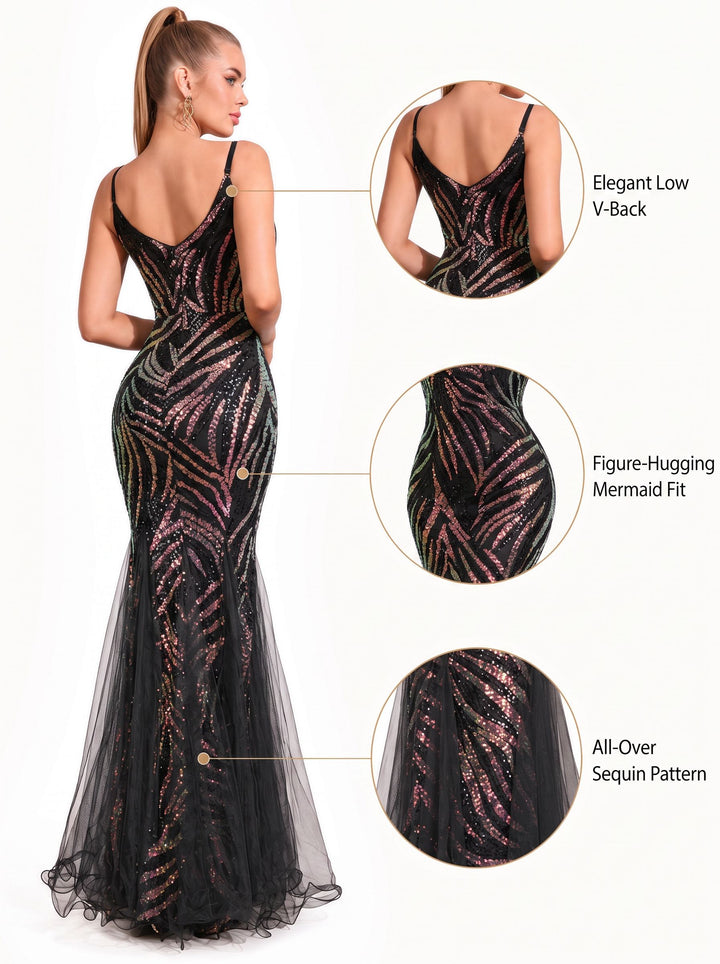 Glitter Sequin Mermaid Evening Dress