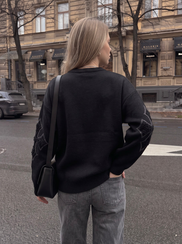 Oversized Gothic Cross Graphic Knit Sweater