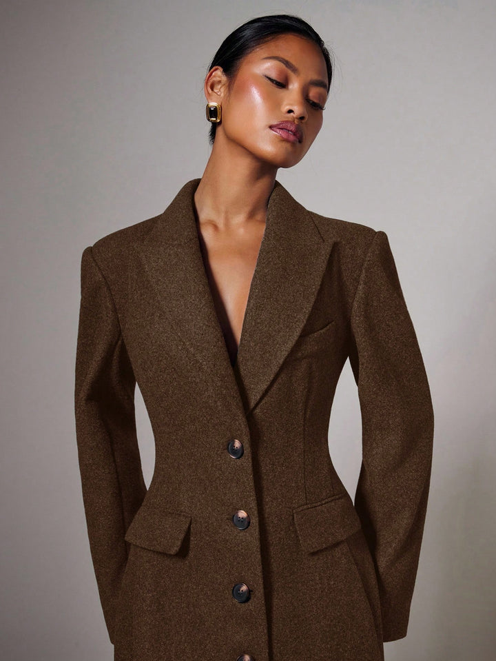 Tailored Fitted Button Long Wool Coat