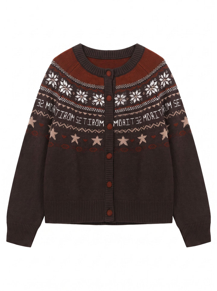 Cozy Fair Isle Pattern Cardigan Sweater
