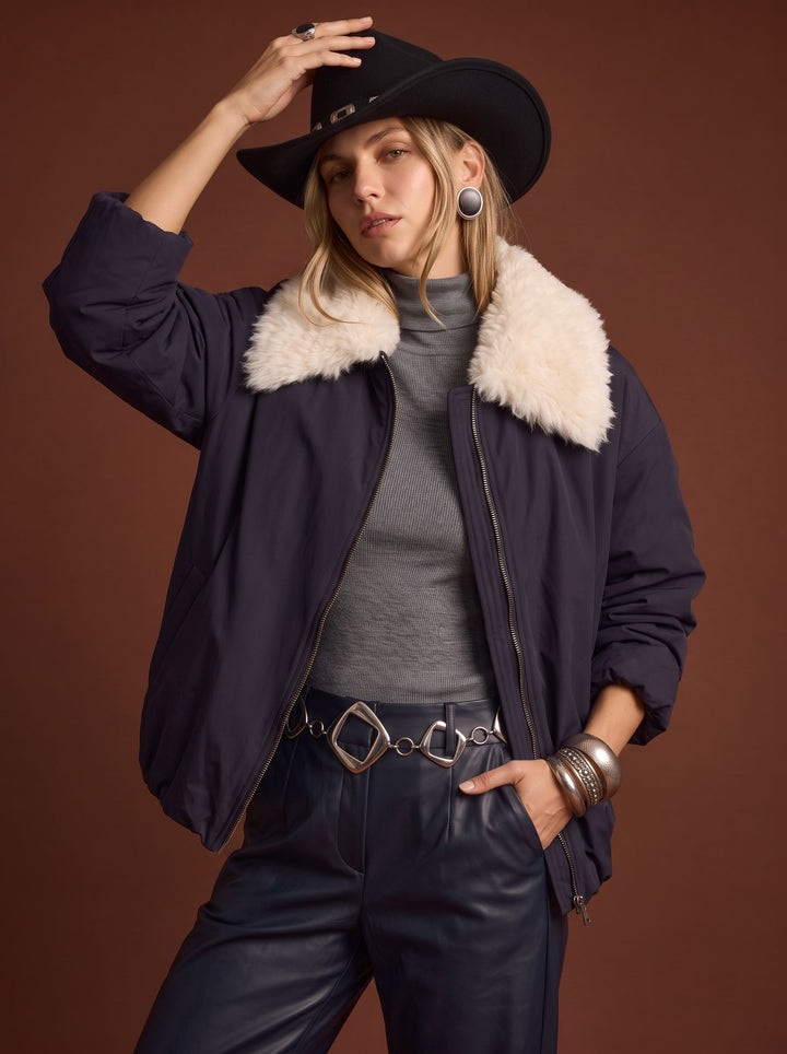Faux Fur Collar Puffer Jacket