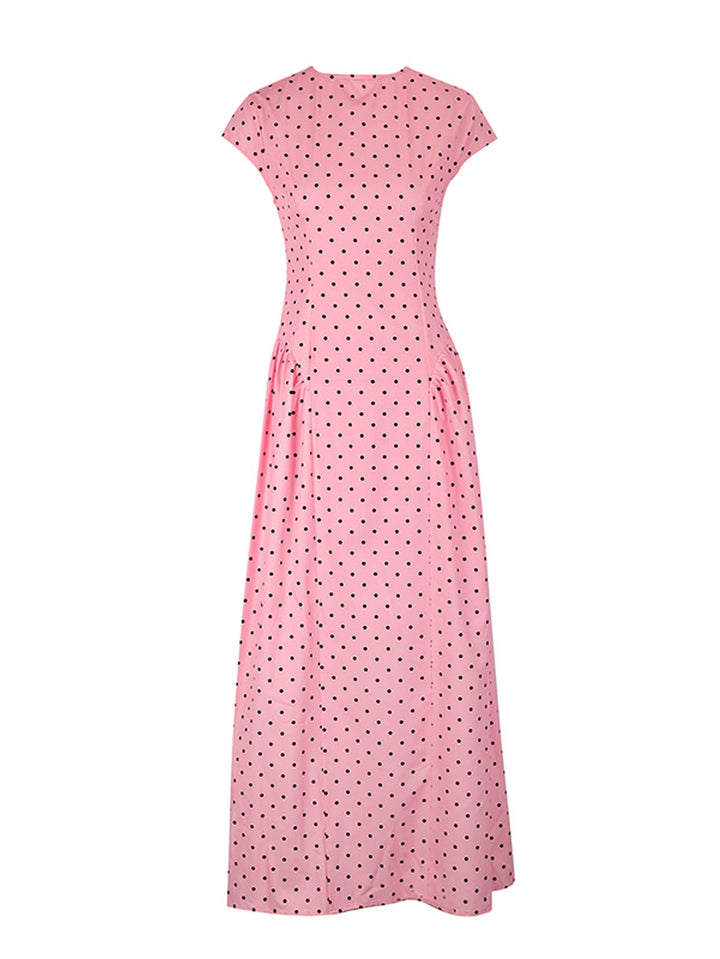 Polka Dot Sleeveless Midi Dress