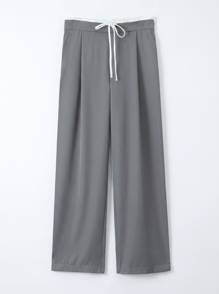 High Waisted Drawstring Wide Leg Pants