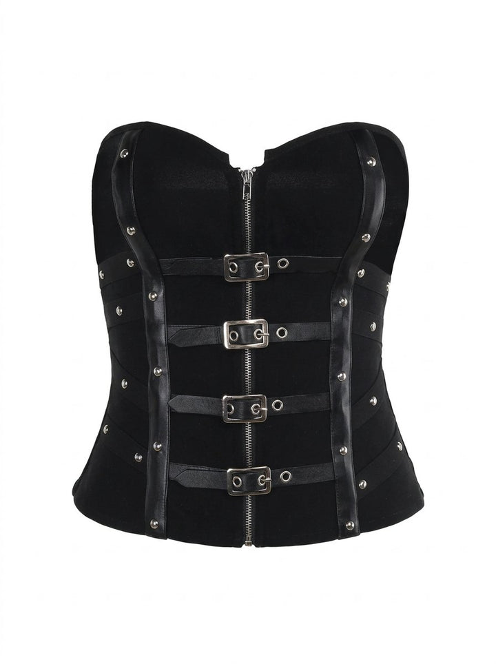 Gothic Buckle Strapped Corset Top