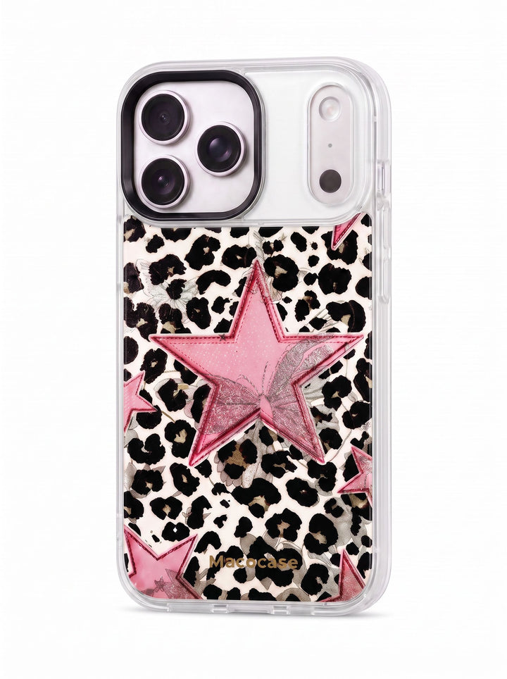 Pink Star and Butterfly Leopard Print Phone Case