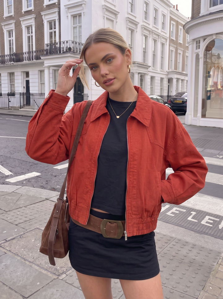 Oversized Zip Up Canvas Jacket
