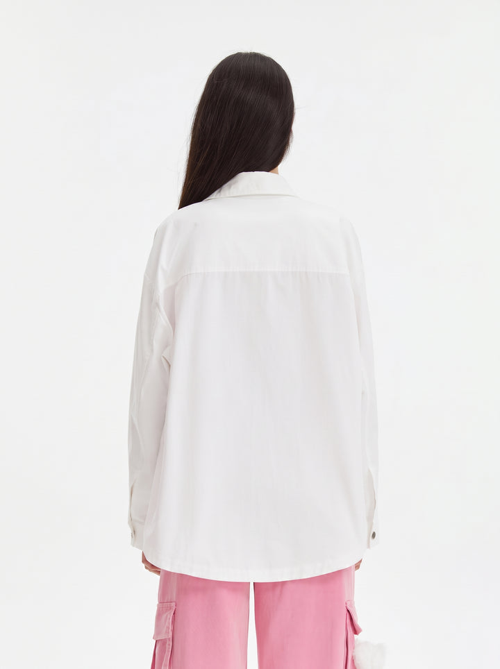 Whimsical Teddy Bear Graphic Button Shirt