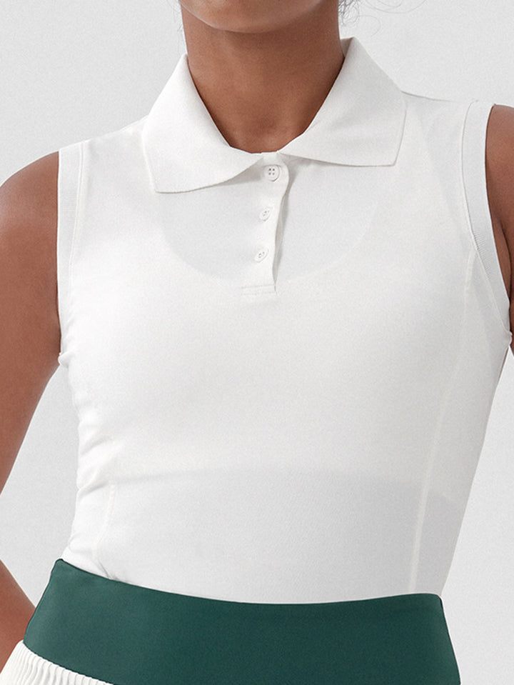 Sleeveless Slim Fit Polo Tank Top