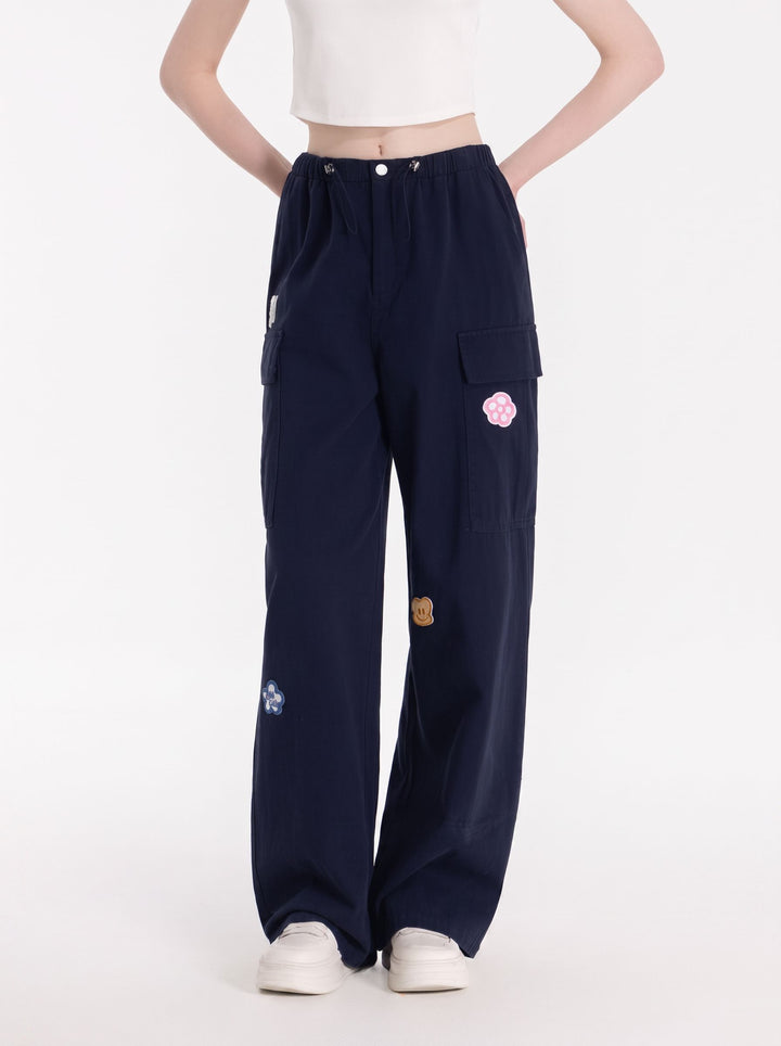 Graphic Patch High Waisted Cargo Pants