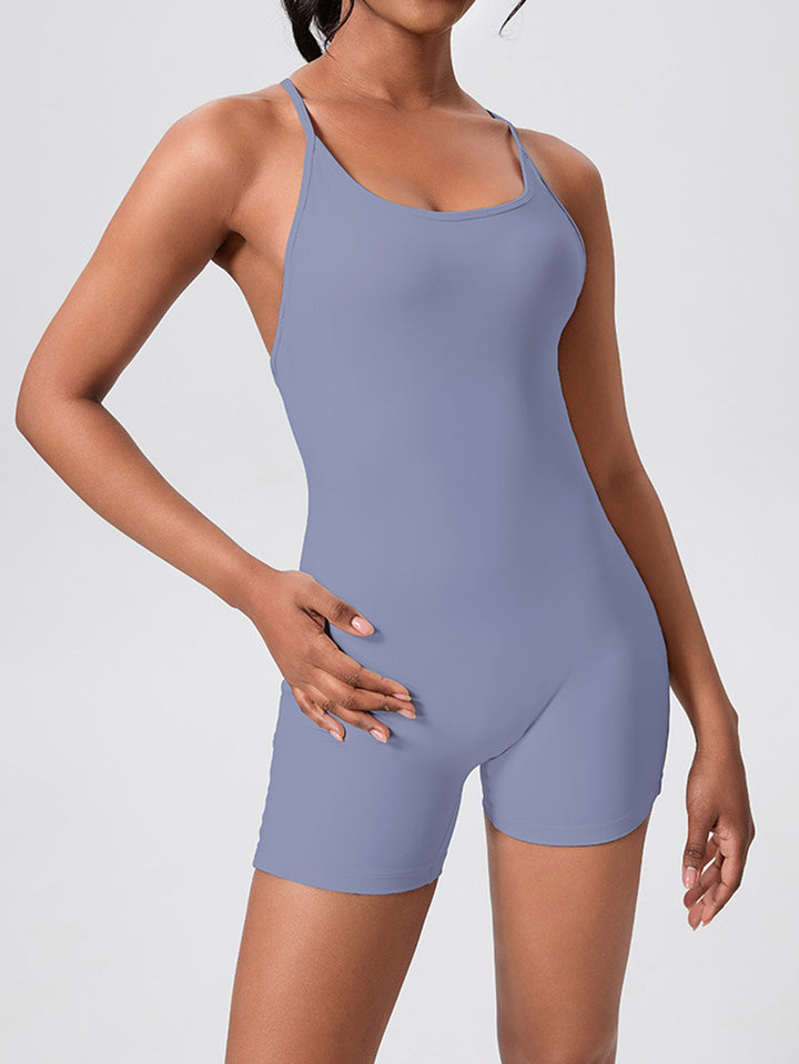 Backless Ruched Seamless Workout Romper