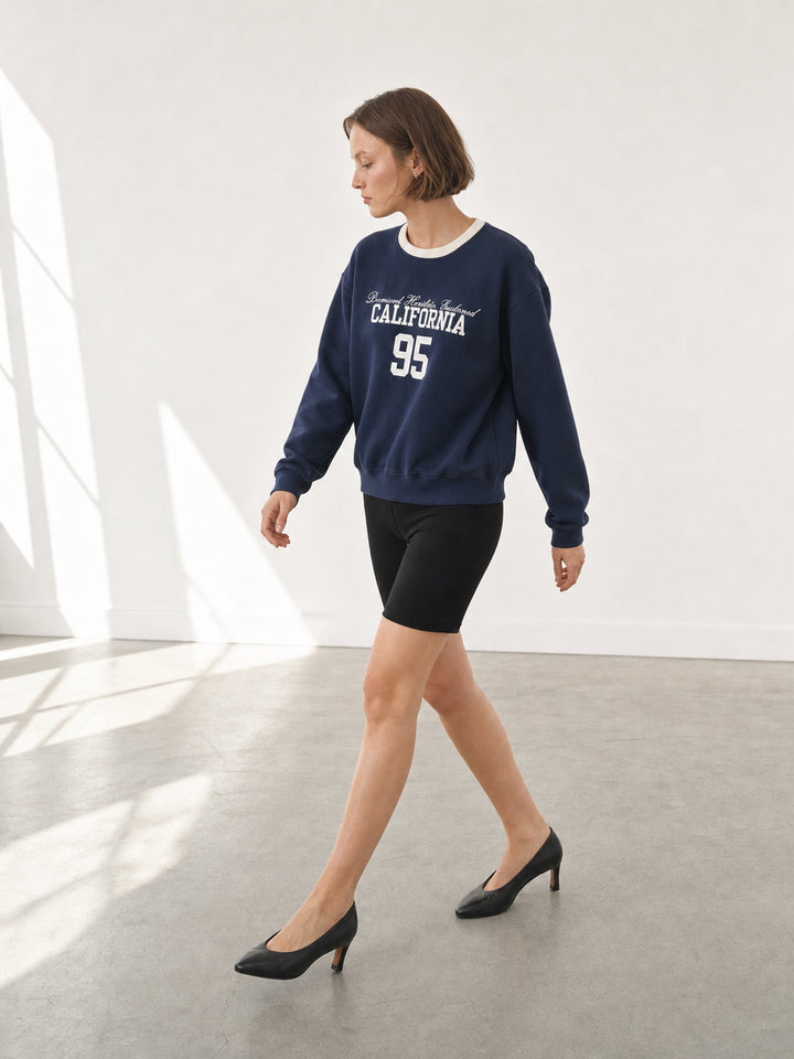 Oversized Graphic California Print Crewneck Sweatshirt
